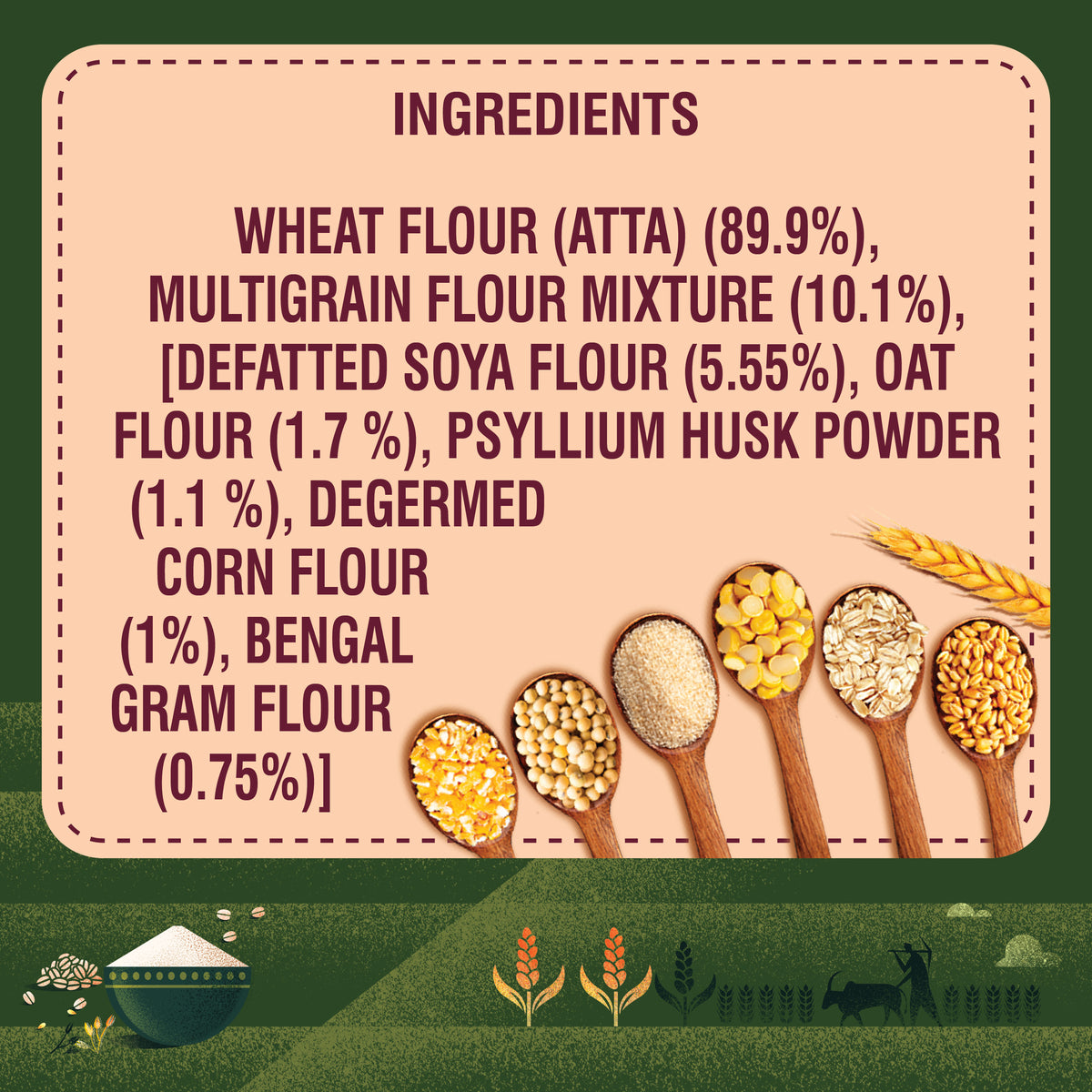 6 Grain Multigrain Atta Ingredients Panel